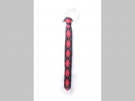 kravata v štýle " Green Day " červenočierna károvaná tenšia s rozmermy 70x3,8cm materiál 100%polyester
